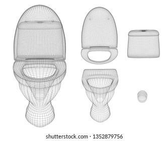 3d vector white toilet with cistern. ready element for the design of advertising plumbing