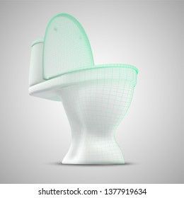 3d vector white toilet with cistern. ready element for the design of advertising plumbing