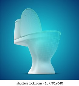 3d vector white toilet with cistern. ready element for the design of advertising plumbing