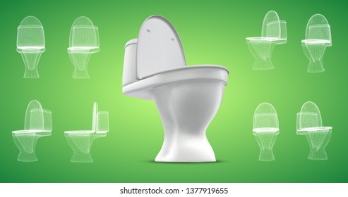 3d vector white toilet with cistern. ready element for the design of advertising plumbing