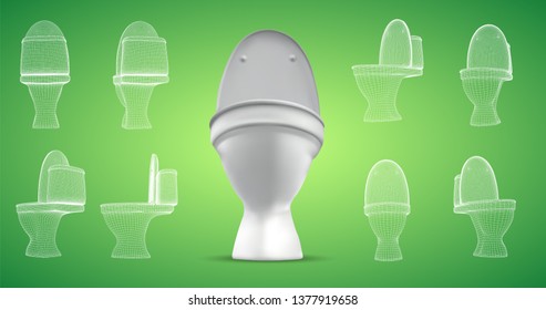 3d vector white toilet with cistern. ready element for the design of advertising plumbing