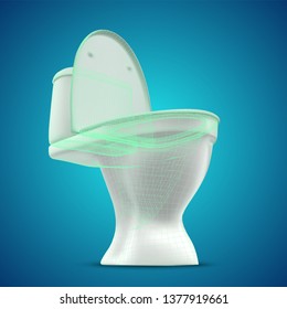 3d vector white toilet with cistern. ready element for the design of advertising plumbing