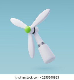 3d Vector Wind Turbine, Green Energy, Clean Energy, Environmental Alternative Energy Concept. Eps 10 Vector.