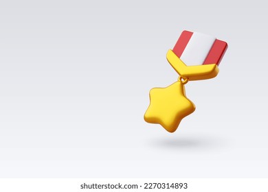 3d Vector Winner golden badge with red ribbon, Premium Quality guarantee label, Victory game champion. Eps 10 Vector.