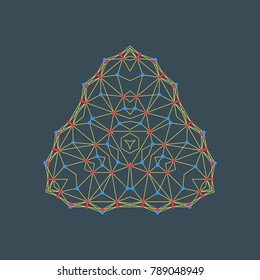 3d vector wireframe object. Illustration with connected lines and dots. Abstract grid design. Connection structure. Technology style. 