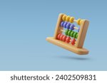 3d Vector Wooden abacus, Education and school element, math concept. Eps 10 Vector.
