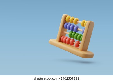 3d Vector Wooden abacus, Educación y elemento escolar, concepto matemático. Vector Eps 10.