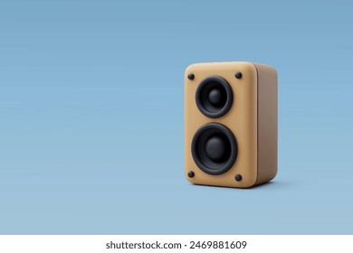 3d Vector Wooden audio speaker, Music, Karaoke, Entertainment equipment concept. Eps 10 Vector.