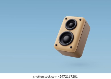 3d Vector Wooden audio speaker, Music, Karaoke, Entertainment equipment concept. Eps 10 Vector.