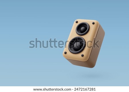 3d Vector Wooden audio speaker, Music, Karaoke, Entertainment equipment concept. Eps 10 Vector.