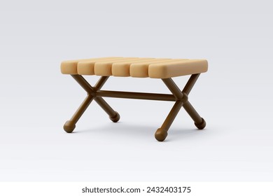 3d Vector Wooden camping table, Travel and camping adventure concept. Eps 10 Vector.