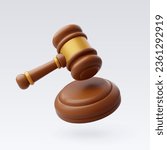 3d Vector Wooden judge gavel and soundboard, Law and fairness concept. Eps 10 Vector.