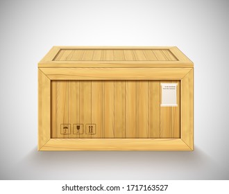 3D vector wooden large container for fragile freight delivery