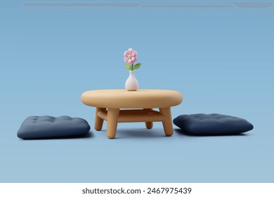 Vector 3d Mesa de madera con florero, hogar y concepto de muebles. Eps 10 Vector.