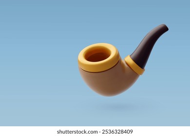 3d Vector Wooden tobacco pipe, Smoking pipe, Equipment for elderly concept. Eps 10 Vector.