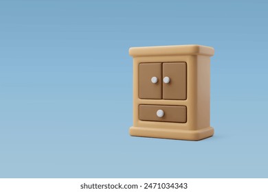 Armario de madera del Vector 3d, concepto del hogar y de los muebles. Eps 10 Vector.