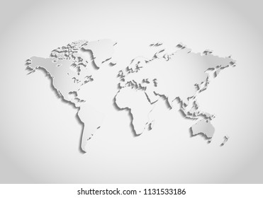 3d vector world illustration with smooth vector shadows and white map of the continents of the world- design element for infographics, and other global illustrations