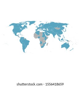 3d vector world illustration with smooth vector shadows and white map of the continents of the world- design element for infographics, and other global illustrations