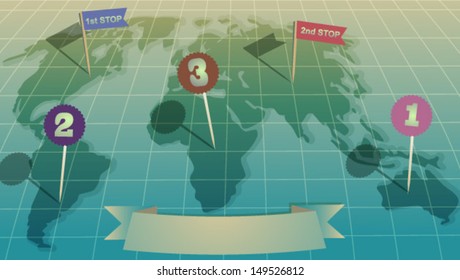 3d vector world illustration with tags and flags