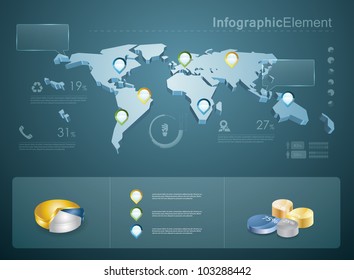 3d vector world map illustration and infographics design template.