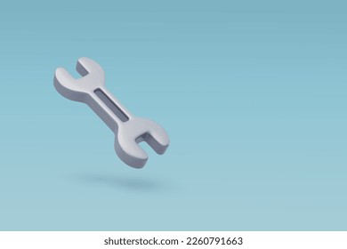 3d Vector Wrench of Metallic Mechanic Tool, Construction and Maintenance Icon for Web Design. Eps 10 Vector.