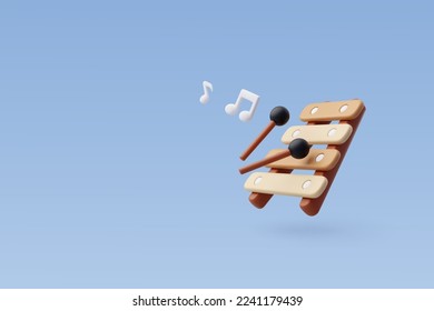 3d Vector Xylophone, Music and Instrument concept, Eps 10 Vector.