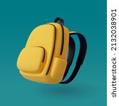 3d Vector of Yellow Backpack, Back to school and education concept. Eps 10 Vector.