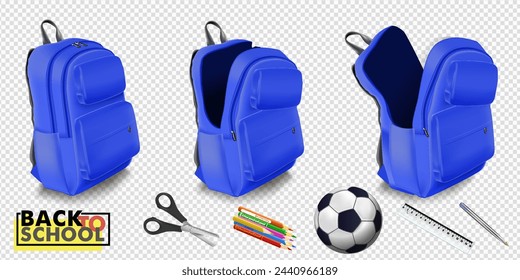 3d Vector of Yellow Backpack, Back to school and education concept. Eps 10 Vector.