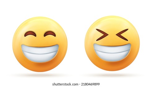 3d vector of yellow face laughing icon isolated on white background