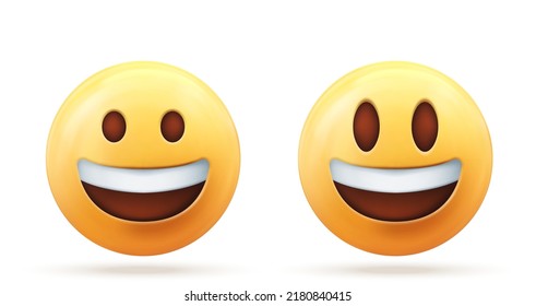 3d vector of yellow face laughing icon isolated on white background