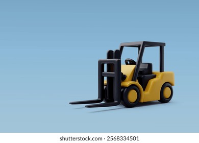 3d Vector Yellow forklift, Freight machine transportation warehouse, Business and logistic concept. Eps 10 Vector.