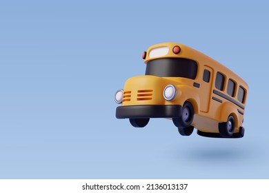 3d Vector del autobús escolar amarillo, de vuelta al concepto escolar. Vector Eps 10.