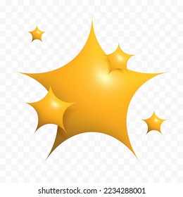 3D Vector yellow stars sparkle firework, Decoration twinkle, shiny flash. Glowing light effect stars and bursts