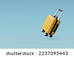 3d Vector Yellow Suitcase, Summer holiday, Time to travel concept. Eps 10 Vector.