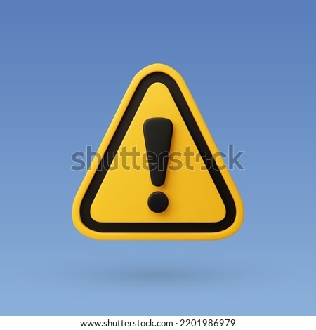 3d Vector Yellow warning sign with Exclamation mark concept. Eps 10 Vector.