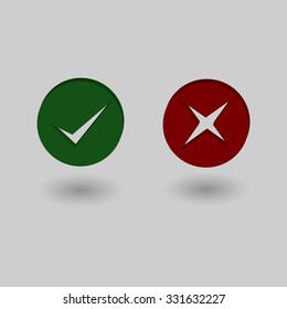 3D vector yes/no icons 