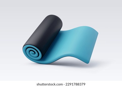 3d Vector Yoga Mat, Workout gym tools, Sport equipment, Gym time concept. Eps 10 Vector.