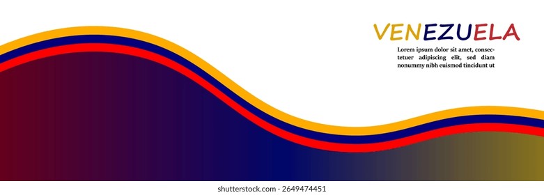 Bandeira 3D da Venezuela com espaço para cópia e fita 3D da bandeira venezuelana. Fundo de design de banner de seda Venezuela. Ilustração de vetor. EPS 10.
