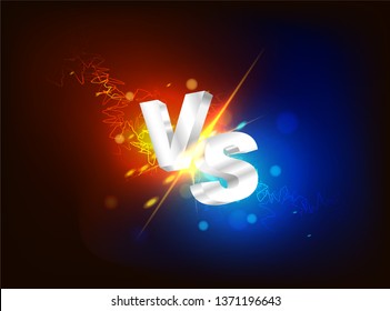 3D Versus VS on dark background with special effect. Blue and red fight. Creative and Modern design in EPS10 vector illustration.