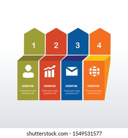 3D vertical arrows infographic template design. Business concept info graph with 4 icons, options, steps or processes. Vector visualization can be used for workflow layout, diagram, annual report, web