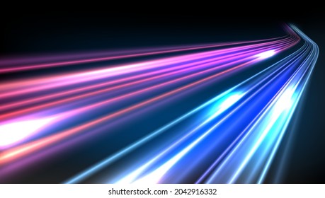 3D Vibrant Color Motion Blured Light Trails. EPS10 Vector