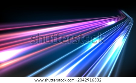 3D Vibrant Color Motion Blured Light Trails. EPS10 Vector