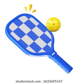 3d Vibrant Pickleball Paddle and Ball vector Illustration.