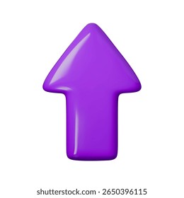 3D Levendige paarse glanzende pijl vector illustratie naar boven wijzend. Ideaal voor webdesign, infographics en bedrijfspresentaties. Moderne, strakke en opvallende graphics.