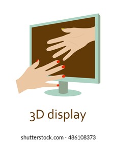 3D video conceptual line icon. Vector illustration.
