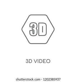 3D Video Icon linear icon. 3D Video Icon concept stroke symbol design. Thin graphic elements vector illustration, outline pattern on a white background, eps 10.