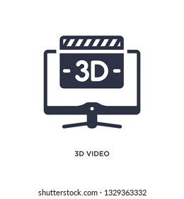 3d video icon. Simple element illustration from cinema concept. 3d video editable symbol design on white background. Can be use for web and mobile.