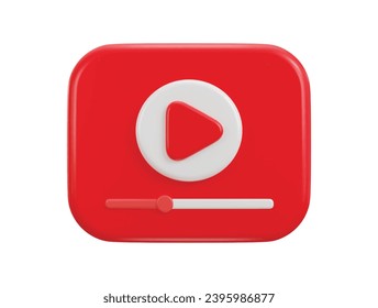 3d video play button on social media video streaming icon