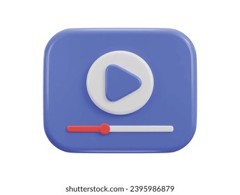 3d video play button on social media video streaming icon