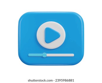 3d video play button on social media video streaming icon